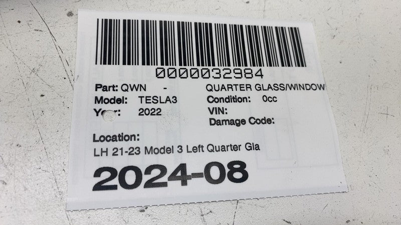 ⭕ 2021-2023 Tesla Model 3 M3 Rear Driver Side Quarter Fixed Window Gla