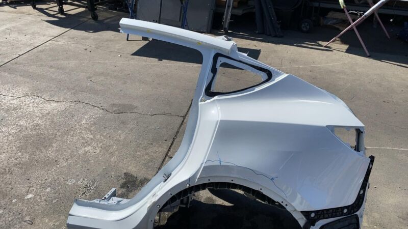 ⭕ 2020-2023 Tesla Model Y Rear Left Quarter Panel Structural Cutout White PPSW