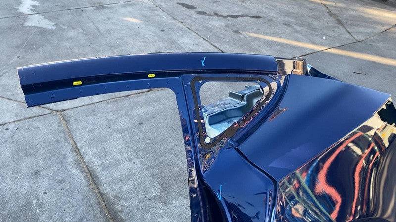 ⭕ 17-20 Tesla Model 3 Rear Left Quarter Panel Structural Frame Cut Blu