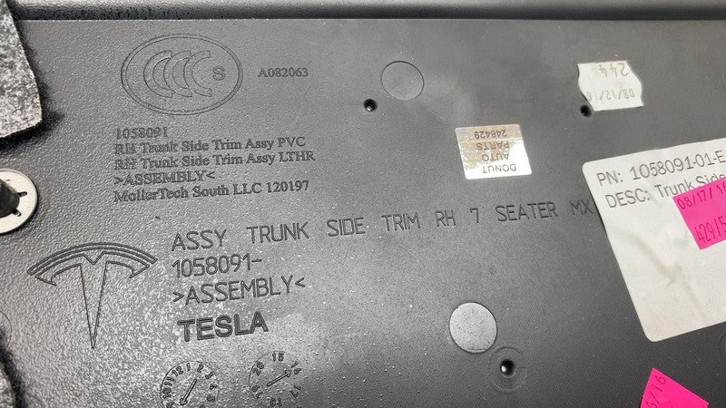 ⭕ 2016-2020 Model X MX Rear Right Trunk Side Trim Cover 7 Seater Black