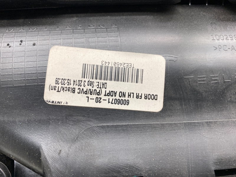 600607120L ⭕ 12-20 Model S Front Driver Side Interior Door Trim Panel Left OEM 6006071-20-L