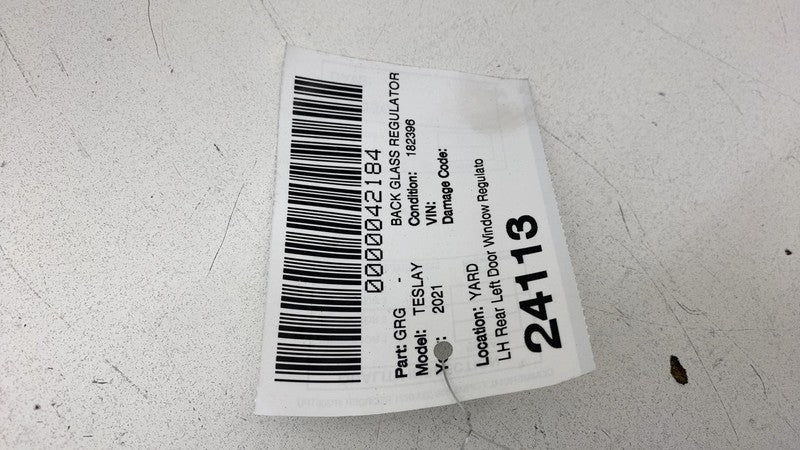 2020-2022 Tesla Model Y Rear Left Door Window Regulator & Motor w/ Bas