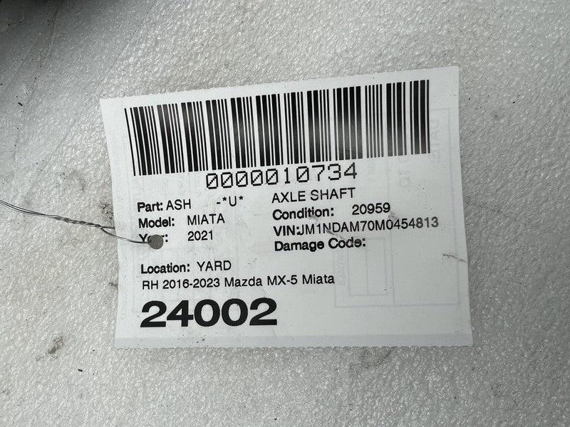 RTC4-25-50XA 2016-2023 Mazda MX-5 Miata 2.0L RWD Rear Right Psgr Axle Driveshaft RTC4-25-50XA