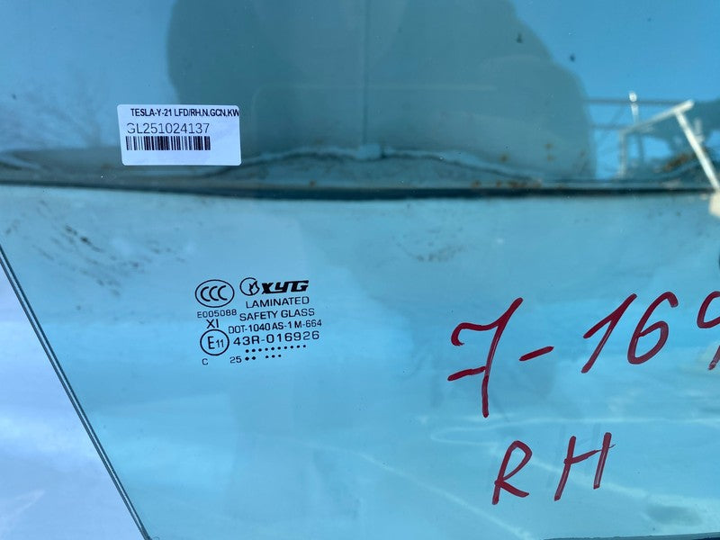 ⭕ 2020-2024 Tesla Model Y Right Passenger Front Door Window Glass Lami