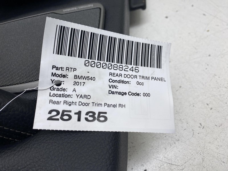 ⭕ 2017-2023 BMW 540i Rear Right Side Interior Door Panel Trim Card Bla