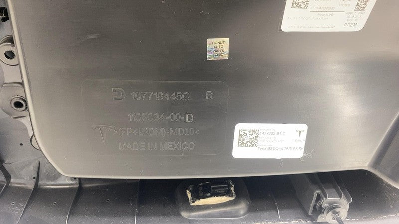 1477302-91-C ⭕ 2017-2020 Tesla Model 3 Front Interior Door Panel Trim Card Right 1477302-91-C