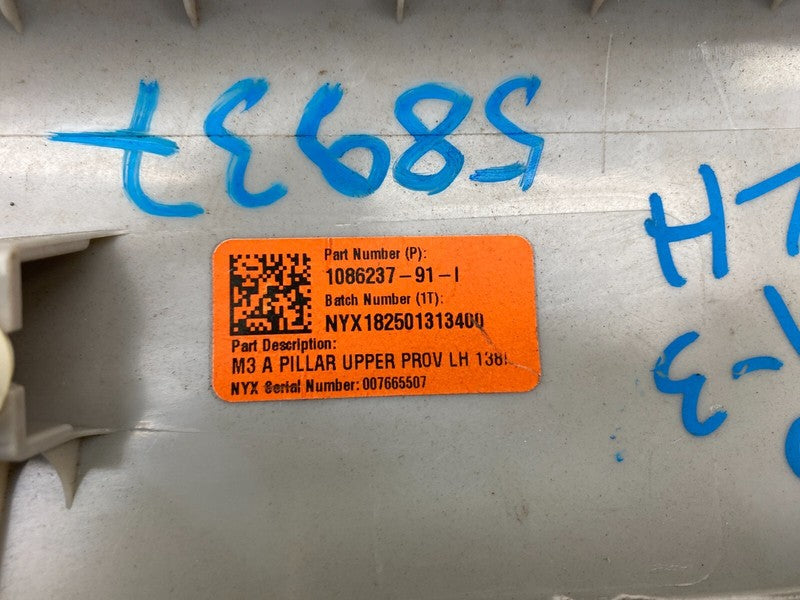 1086237 91 I ⭕2017-2023 Model 3 Front Driver Side A-Pillar Upper Trim Panel Left 1086237-91-I
