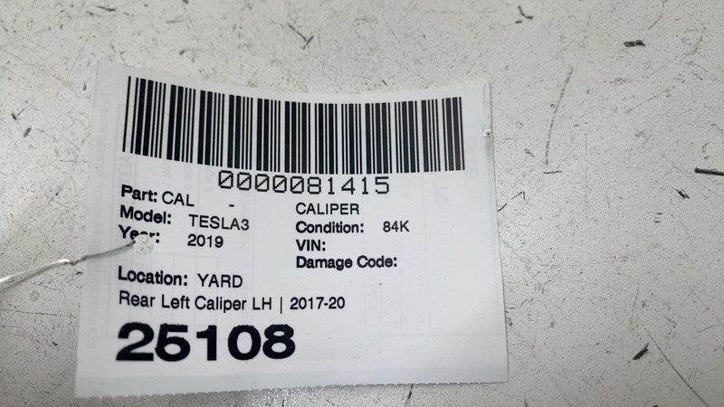 104462300H ⭕ 2017-2025 Tesla Model 3 Rear Left Caliper w/ Brake Line Hose BASE 1044623-00-H