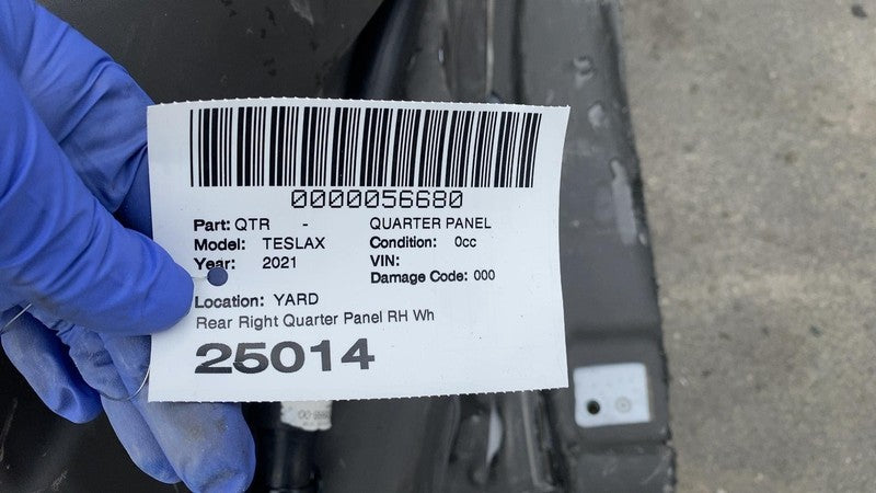 ⭕ 16-20 Tesla Model X Rear Passenger Side Quarter Panel Cutout Right White PPSW