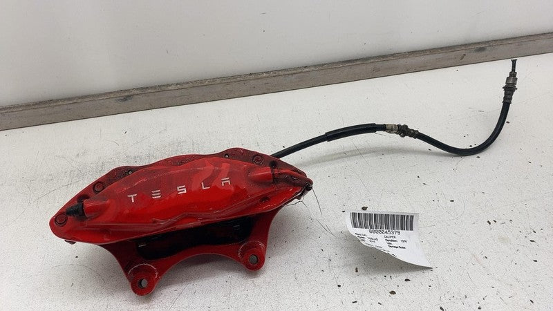 2012-2020 Tesla Model S Front Driver Side Caliper Red w/ Brake Hose Li