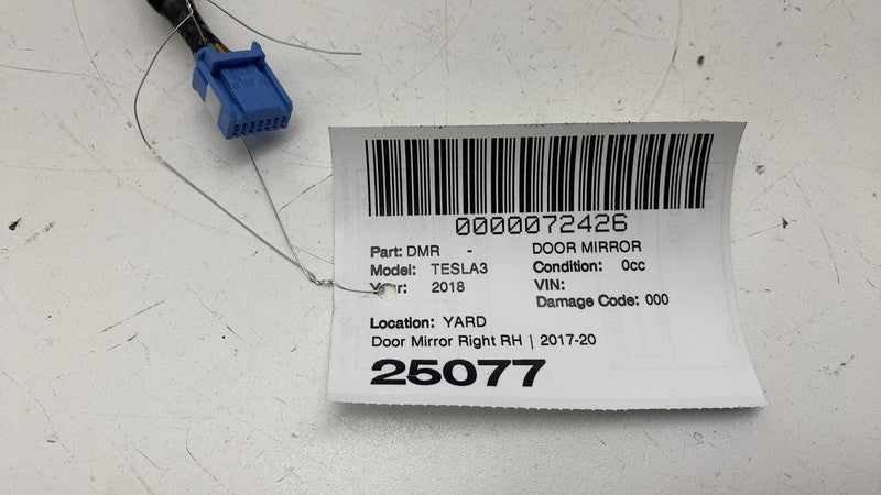 1110778-98-F ⭕17-20 Model 3 Right Exterior Rear View Door Mirror RH Black - PBSB 1110778-98-F