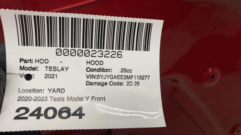 2020 2021 2022 2023 2024 Tesla Model Y MY Front Bonnet Hood Shell Panel Assembly