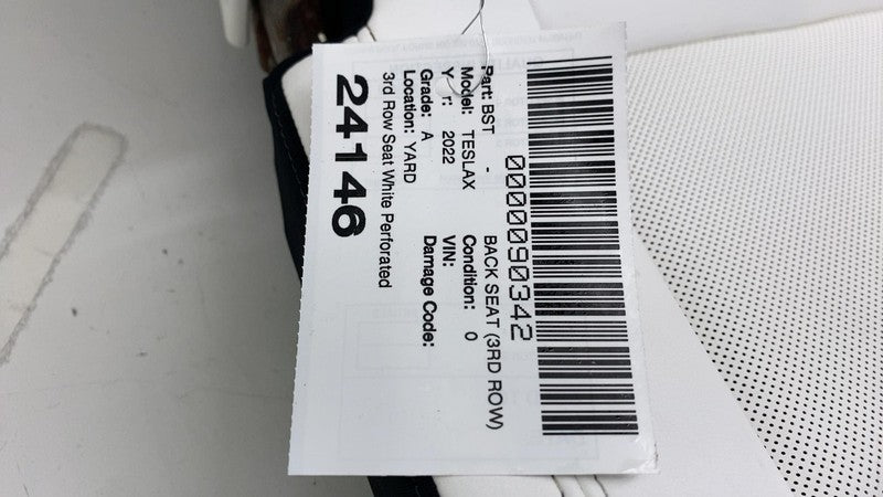 ⭕ 2021-2025 Tesla Model X Rear Left & Right 3rd Row Seat Leather White