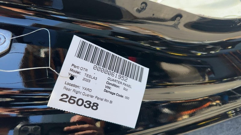 ⭕21-23 Tesla Model 3 Rear Right Quarter Panel Structural Frame Cut RH Black PBSB