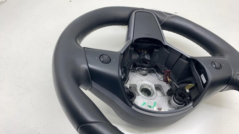 110532400E ⭕ 2017-2020 Tesla Model 3 M3 Steering Wheel Leather Black Assembly 1105324-00-E