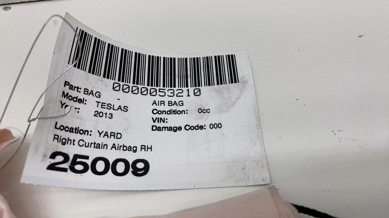 ⭕ 12-20 Tesla Model S Passenger Side Roof Curtain Safety Airbag Right 