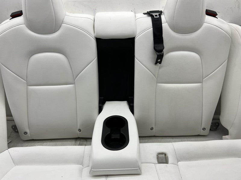 ⭕ 2017-2023 Tesla Model 3 Rear 2nd Row White Leather Seat Upper + Lowe