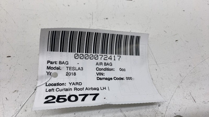 107782700C ⭕ 2017-2023 Tesla Model 3 Driver Side Curtain Roof Airbag Head Left 1077827-00-C