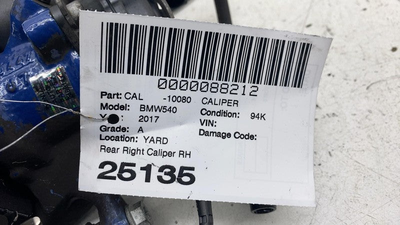 ⭕ 2017 BMW 540i Rear Passenger Caliper w/ Brake Hose Line Right RH Blu