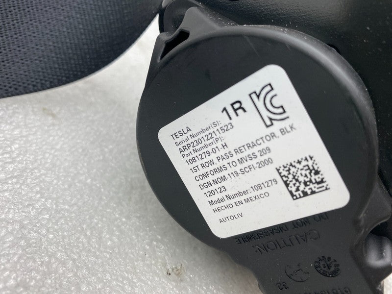 1081279 01 H ⭕ 2017-2023 Tesla Model 3 Front Side Seat Belt and Retractor Right 1081279-01-H
