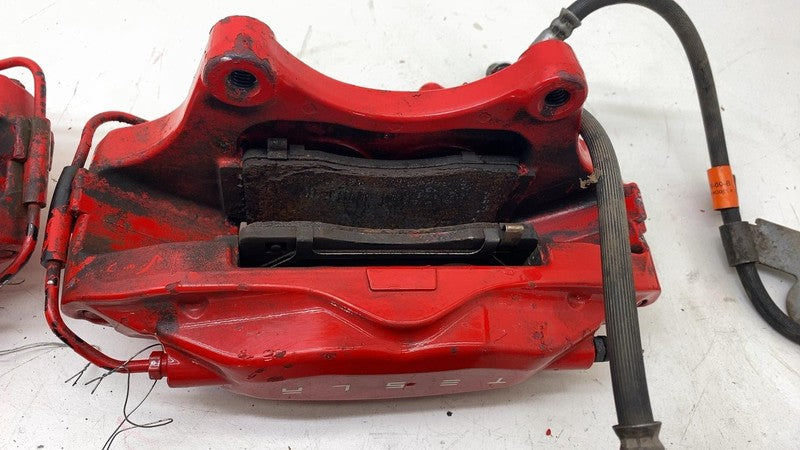⭕ 19-20 Model X SET of Brake Caliper Red w/ Hose Line 1078541-01-B/107