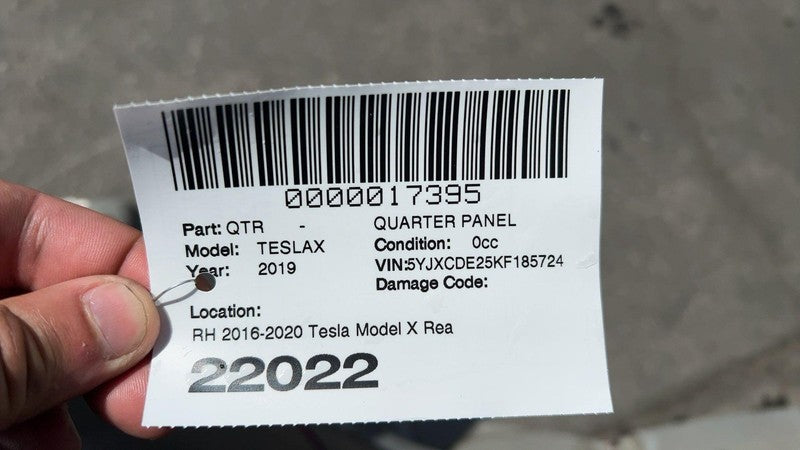 ⭕2016-2020 Tesla Model X Rear Passenger Quarter Fender Frame Panel Cut Out Right