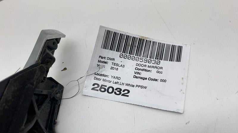 ⭕ 17-20 Model 3 Left Exterior Rear View Door Mirror LH White - PPSW 11