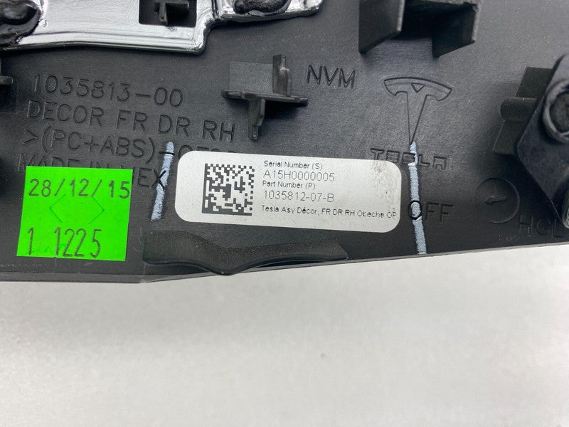 103581207B ⭕ 2016-2020 Tesla Model X Front Side Door Decor Trim Obeche Right 1035812-07-B