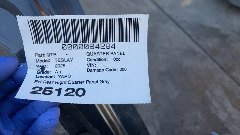 ⭕2020-2024 Tesla Model Y Rear Right Quarter Panel Structural Cutout RH Gray PN01
