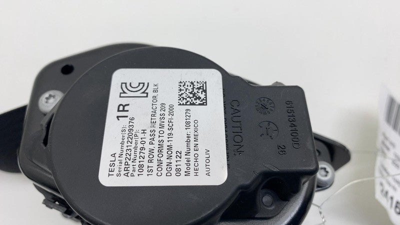 108127901H 2017-2023 Tesla Model 3 Front Passenger Side 1st Row Seat Belt & Retractor Right