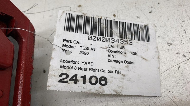 1044624-00-H ⭕ 2017-2023 Tesla Model 3 Rear Right Caliper Red w/ Brake Line Hose 1044624-00-H