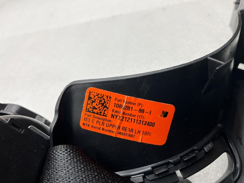 ⭕ 17-23 Model 3 M3 Rear Left Seat Belt w/ C-Pillar Upper Trim Cover 10