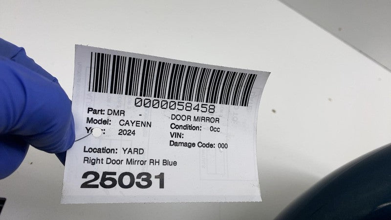 2225.6166BG5D ⭕ 19-23 Cayenne Right Power Folding Door Mirror w/ Blind Spot Blue RH (No Glass)