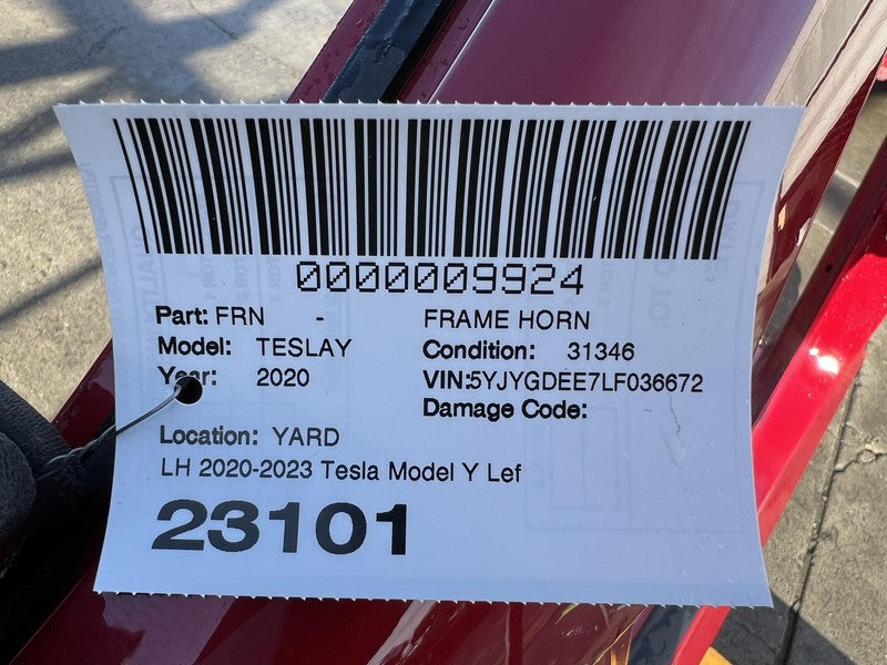 2020-2023 Tesla Model Y Left Body Side A + B-Pillar Door Frame Horn LH Red PPMR
