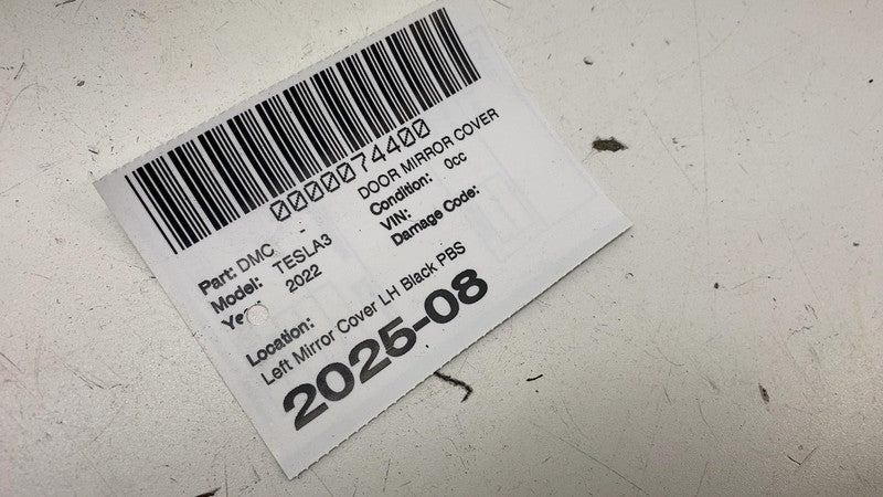 17-25 Model 3 Exterior Door Mirror Skull Cap Cover Left  Black PBSB 10