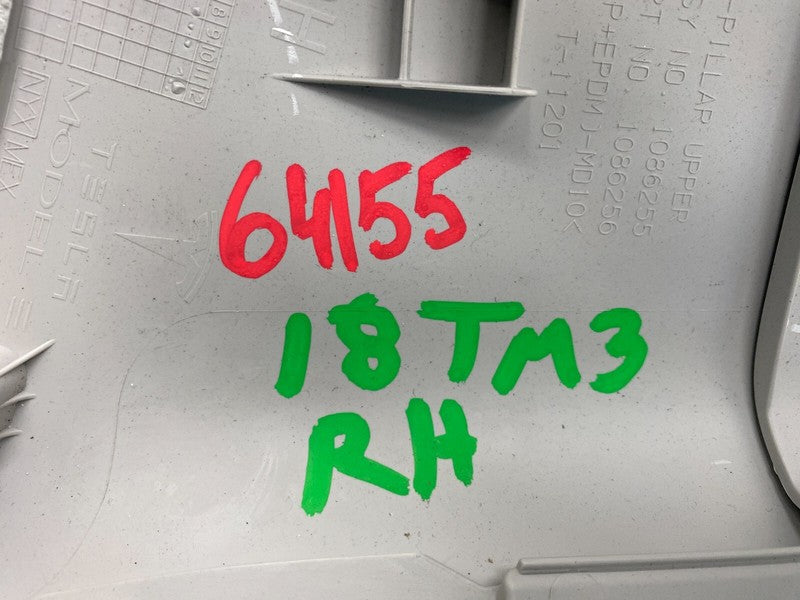 1086255 01 I ⭕17-23 Model 3 Passenger Side B-Pillar Upper Trim Cover Panel Right 1086255-01-I