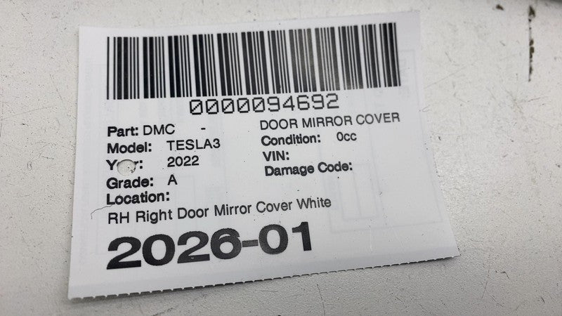 ⭕ 2017-2025 Model 3 Right Door Mirror Cover Skull Cap RH White PPSW 10