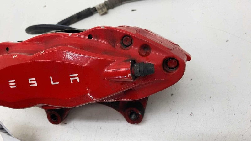 ⭕ 12-20 Tesla Model S Front Passenger Side Caliper Red w/ Brake Hose L