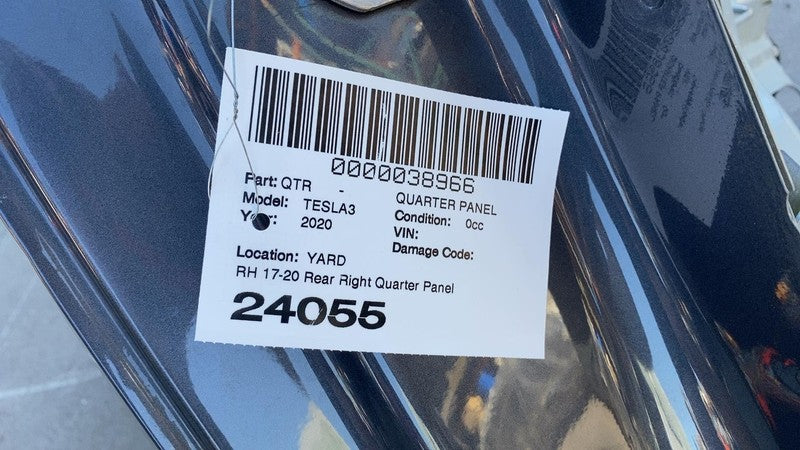 ⭕2017-2020 Tesla Model 3 Rear Passenger Right Quarter Panel Structural Frame Cut