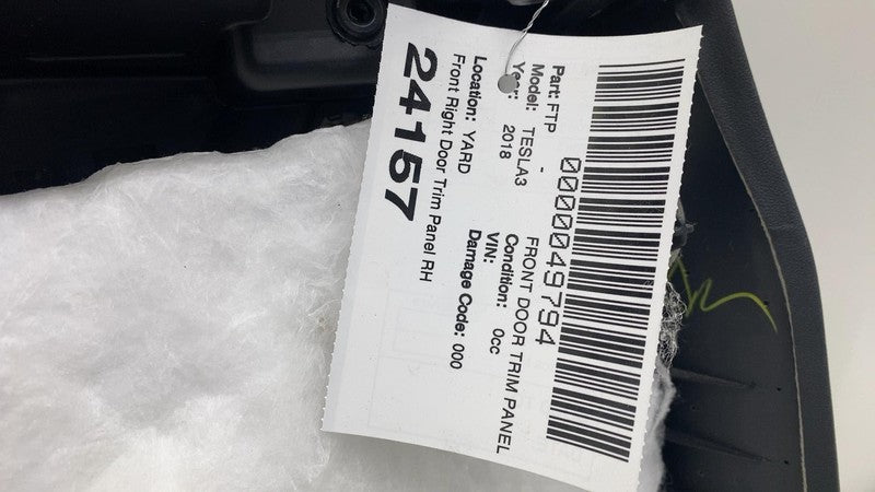 2017-2020 Tesla Model 3 Front Passenger Side Interior Door Panel Trim 