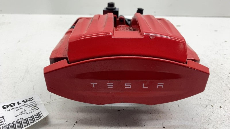 ⭕ 2019-2021 Tesla Model S Rear Right Caliper Red w/ Brake Hose Line 10