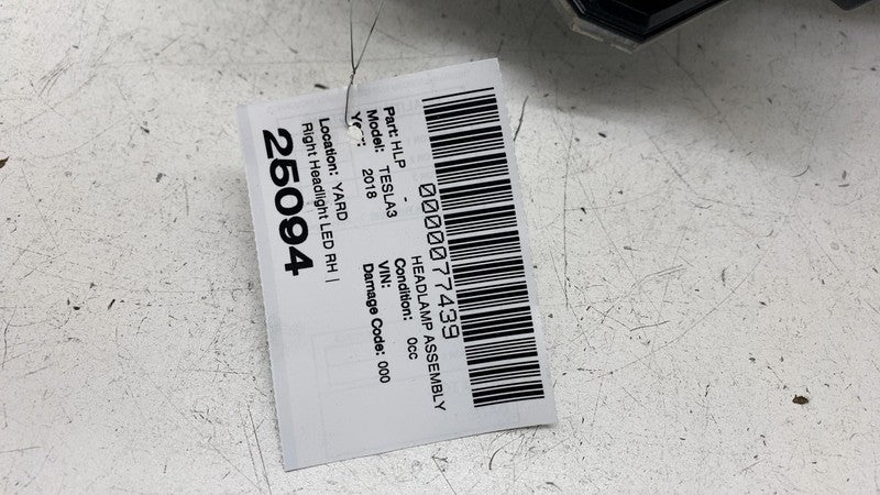 ⭕ 17-23 Tesla Model 3 Front Right Headlight LED Up-Level Headlamp 1077