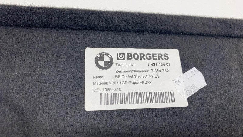 7421434 07 2018-2021 BMW 530e Passenger Side Trunk Luggage Storage Cover Trim Panel Right