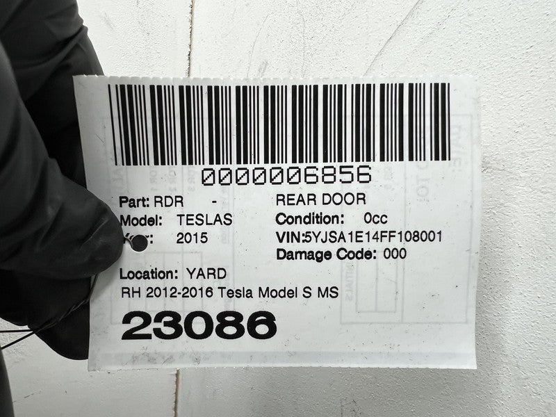 2012-2015 Tesla Model S Rear Passenger Side Door Shell Panel Right Bla