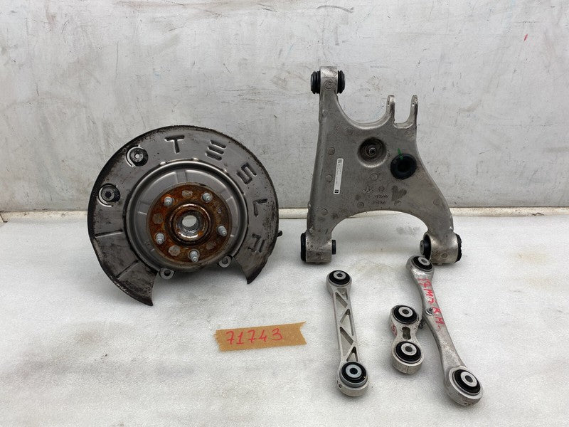 102141600A ⭕ 16-20 Tesla Model S X SET Rear Right Spindle Knuckle & Control Arm Link OEM