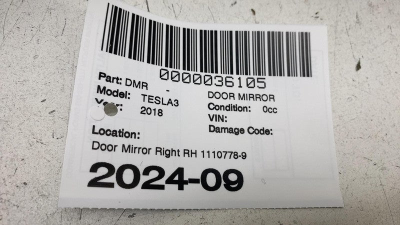 ⭕ 17-20 Model 3 M3 Right Exterior View Door Mirror (No Skull Cap) 1110