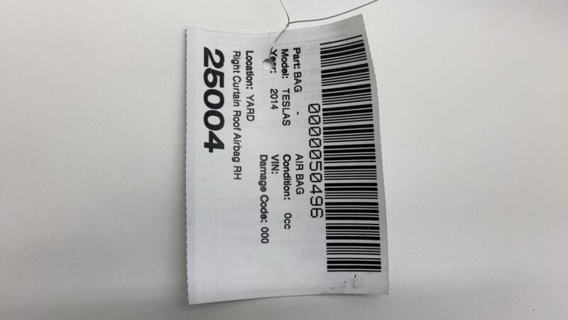 1005262 00 D 2012-2020 Tesla Model S Passenger Side Roof Curtain Safety Airbag Right Assembly