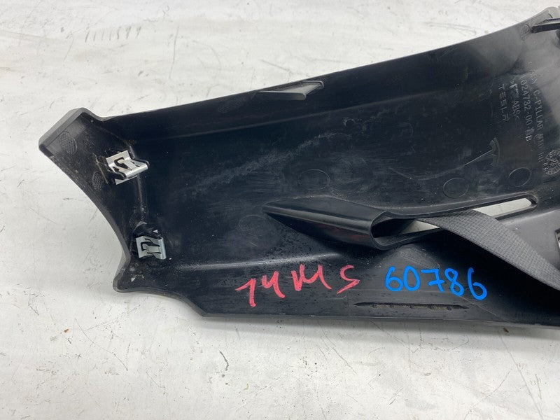 ⭕ 12-20 Model S Passenger C-Pillar Mid Trim Cover & Seat Belt Right 10