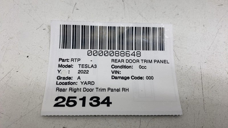 ⭕2021-2023 Tesla Model 3 Rear Passenger Side Interior Door Panel Trim 