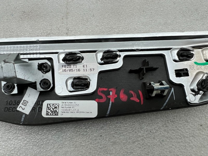 1036081 07 A ⭕ 2016-2020 Tesla Model X Rear Right Door Trim Mold Card Molding RH 1036081-07-A